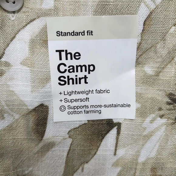 Sonoma men's button-down camp shirt size XXL cream and green Hawaiian - Picture 4 of 7